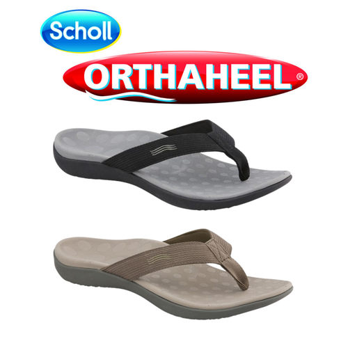 Scholl Orthaheel Wave Orthotic Sandals | Black/Khaki | Free Post, Bulk Discounts - 第 1/4 張圖片