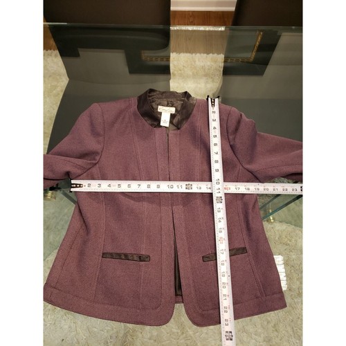 Kim Rogers Women's Purple Lined Polyester Long Sleeve Open Front Blazer Petite 8 - Picture 10 of 11