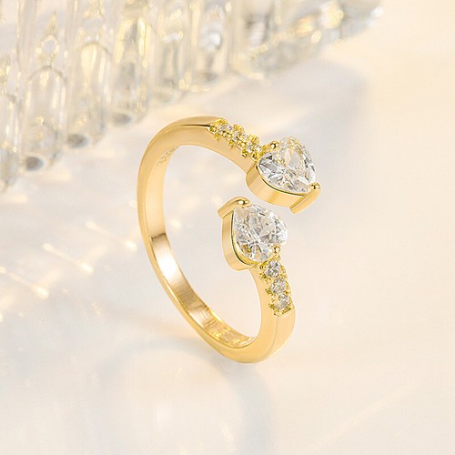 Double Heart Adjustable Ring 925 Sterling Silver Womens Girls Jewellery Gifts UK - Picture 3 of 13