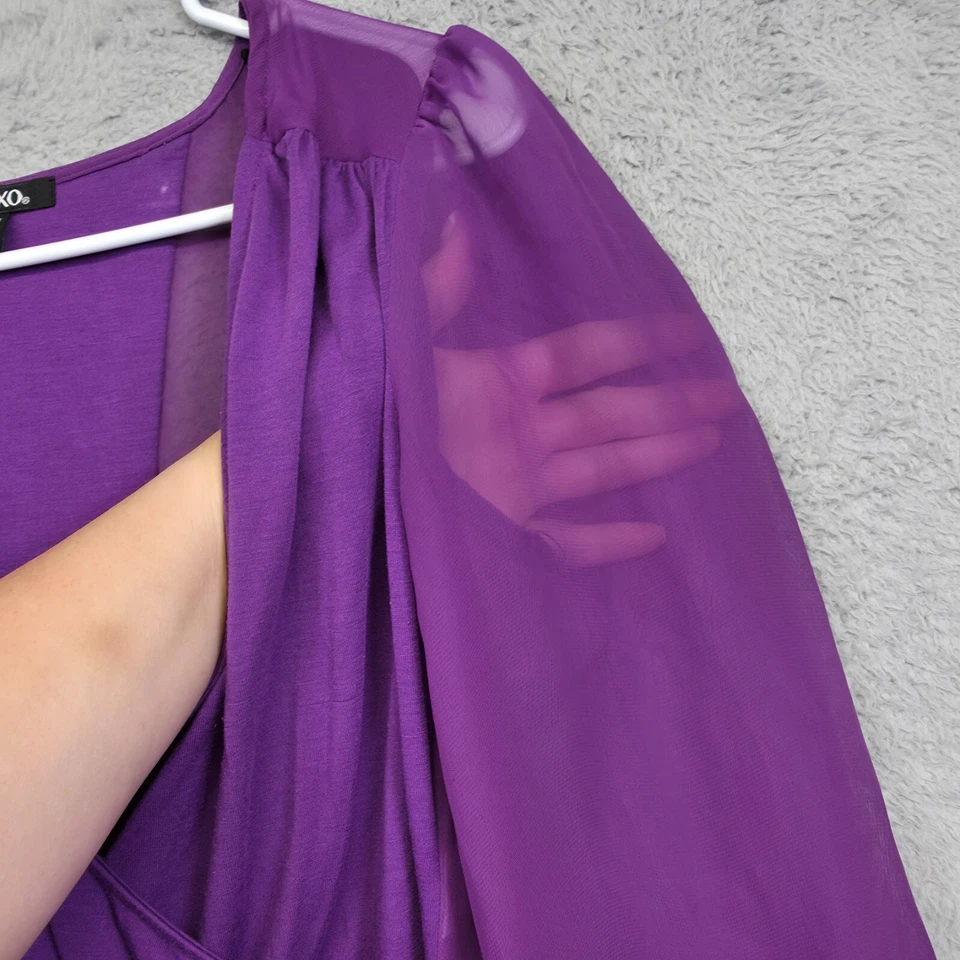 XOXO Top Womens M Purple Draped Surplice Ruched Sheer Statement Elegant Cocktail - Image 4 of 4