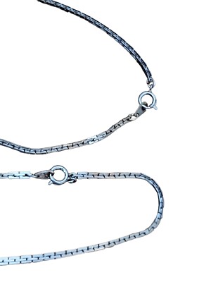 2 Matching Vintage Silver Tone Chain Link Necklaces Marked NS