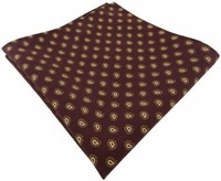 Tigertie Handrolliertes Seideneinstecktuch Bordeaux Braun Gold Schwarz Paisley