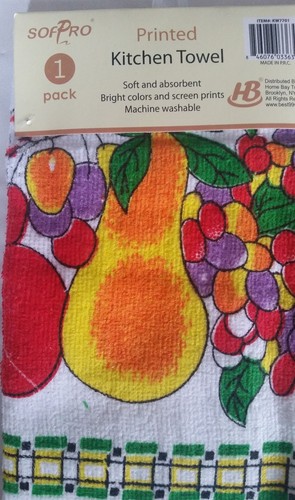 JUEGO DE 2 TOALLAS DE RIZO DE COCINA IMPRESAS MISMAS, 15"" x 25", FRUTAS COLORIDAS, SOFPRO - Imagen 5 de 11