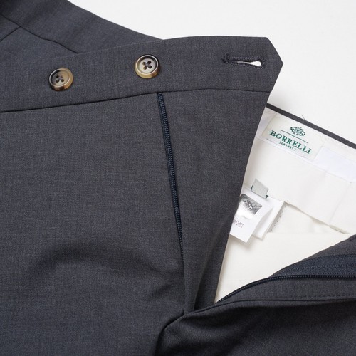 LUIGI BORRELLI Napoli Dark Gray Wool Flat Front Dress Pants US 44 NEW EU 60 - Picture 4 of 4
