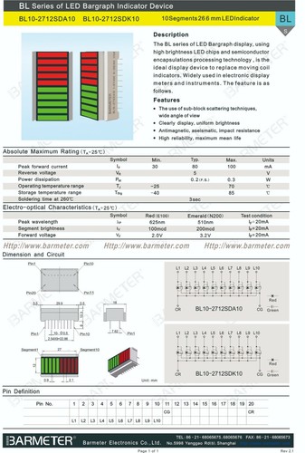 Factory Outlet--2pcs 10seg 27mm Wide LED Bargraph Display Common Anode bi-color - Picture 2 of 6