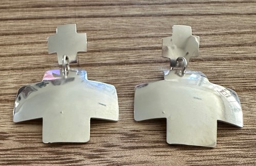 Signierte JAMES REID Santa Fe New Mexico JR LTD 925 Sterling geätztes Kreuz Ohrringe - Bild 4 von 8