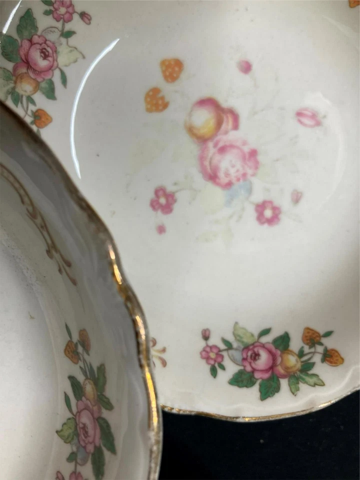 5) CUENCOS DE POSTRE HOMER LAUGHLIN H47N8 ROSA FLORAL BUEN ESTADO Foto 2 de 4