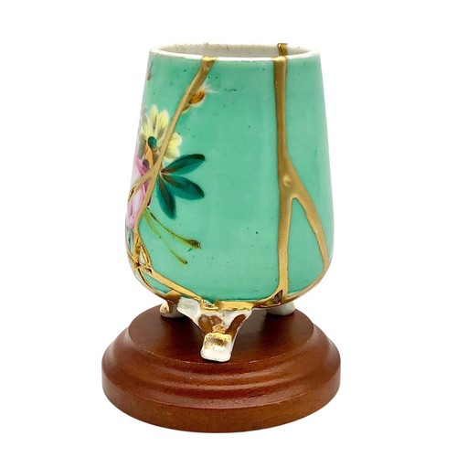 Kintsugi Vase Antique Footed Floral Mini Gold Crack Art Personal Growth Gift - Picture 10 of 17