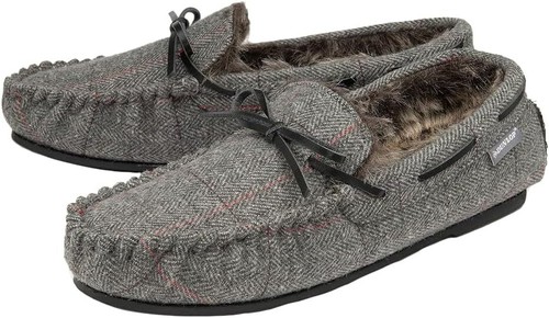 Dunlop Mens Moccasins Slippers Loafers Faux Fur Rubber Sole Memory Foam - Picture 6 of 41