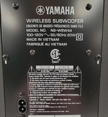 Yamaha Model NS-WSW44 Wireless Subwoofer - Black | eBay