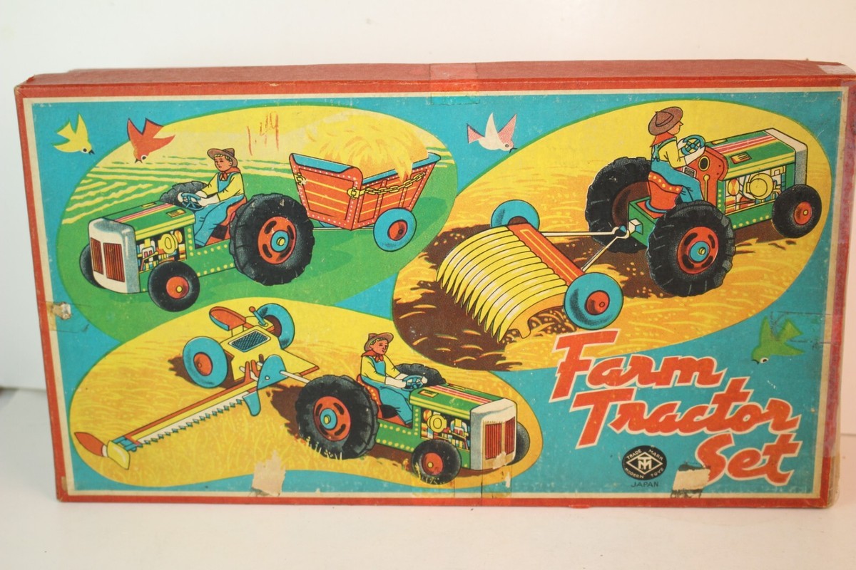 Vintage Modern Toys Farm Tractor Set in Box Japan | eBay
