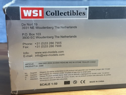 WSI SCALE 1:50 VAN DER VEEN SCANIA HIGHLINE 4X2 W/STONE TRAILER 4 AXLE - 9389 - Picture 3 of 9