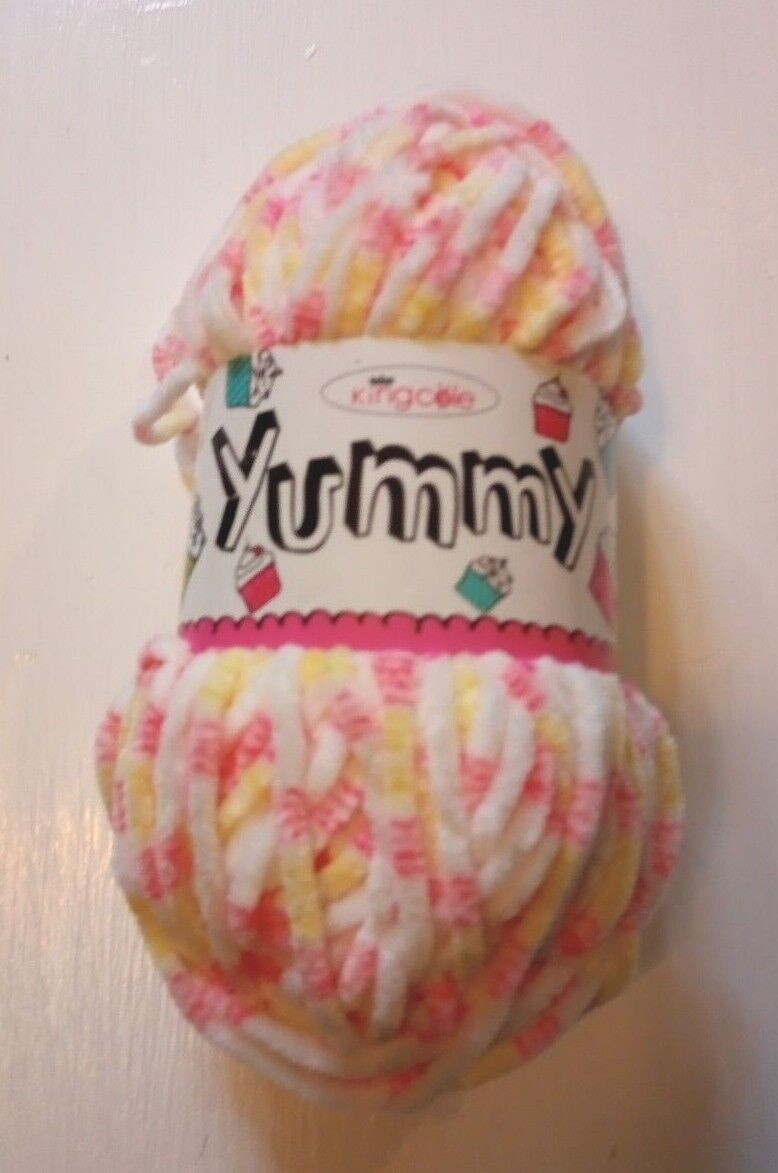 King Cole Yummy Chenille Knitting Yarn Chunky 2209 White