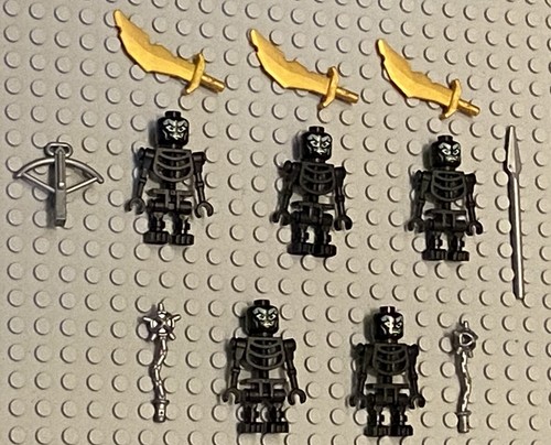 LEGO Minifigures Lot 5 Black Skeleton Warriors Guys Minifigs Monsters Weapons - Picture 2 of 8
