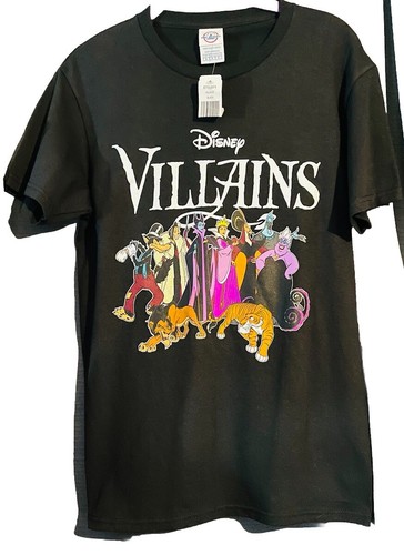 NWT DISNEY MOVIE VILLAINS CHARACTERS LOGO T-SHIRT JUNIORS GIRLS Sz. SMALL
