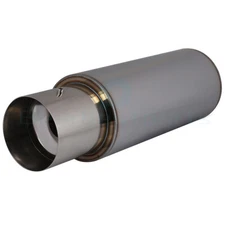 2.5" Inlet 4" Flat Tip Chrome Stainless Steel Exhaust Muffler Universal 19" Long