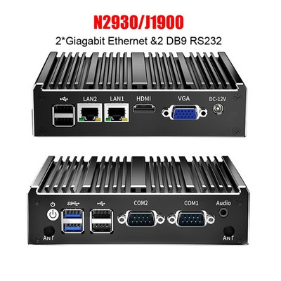 N2840/N2930/J1900 Mini PC 2x Gigabit Ethernet 2xCOM RS232 RS485 Support WiFi/4G