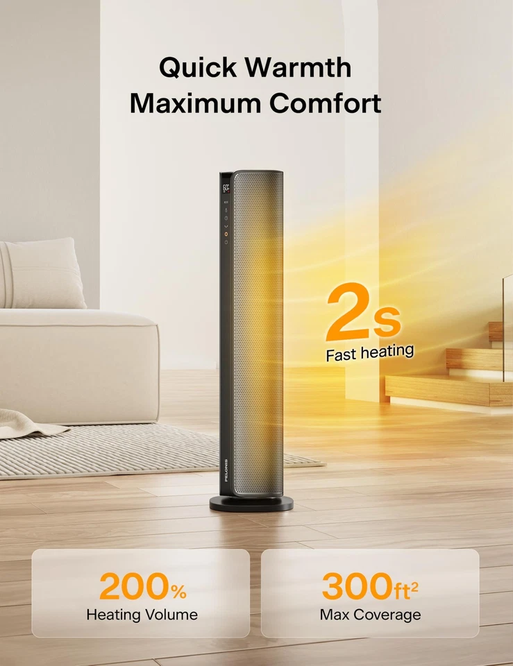 Calentador de espacio torre de cerámica de 30"" con termostato ajustable para habitación grande, 4... Foto 2 de 4