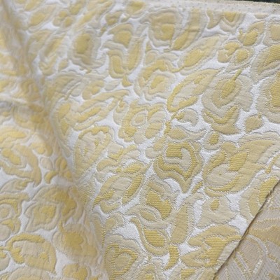 Vintage 70s Ombre Butter Yellow Abstract Floral Brocade Fabric Groovy 4 Yards