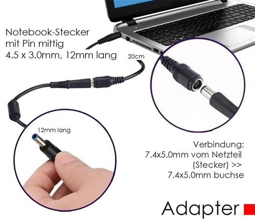 Power Supply Adapter HP 7, 4x5, 0mm >> 4, 5x3, 0mm Notebook Laptop Dc Plug ADP-3 - Picture 4 of 6
