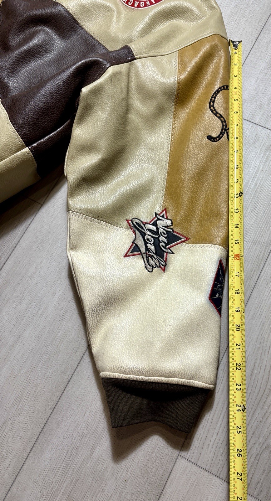 Raw Blue Patchwork Varsity Jacket Mens 3XL Basket… - image 20