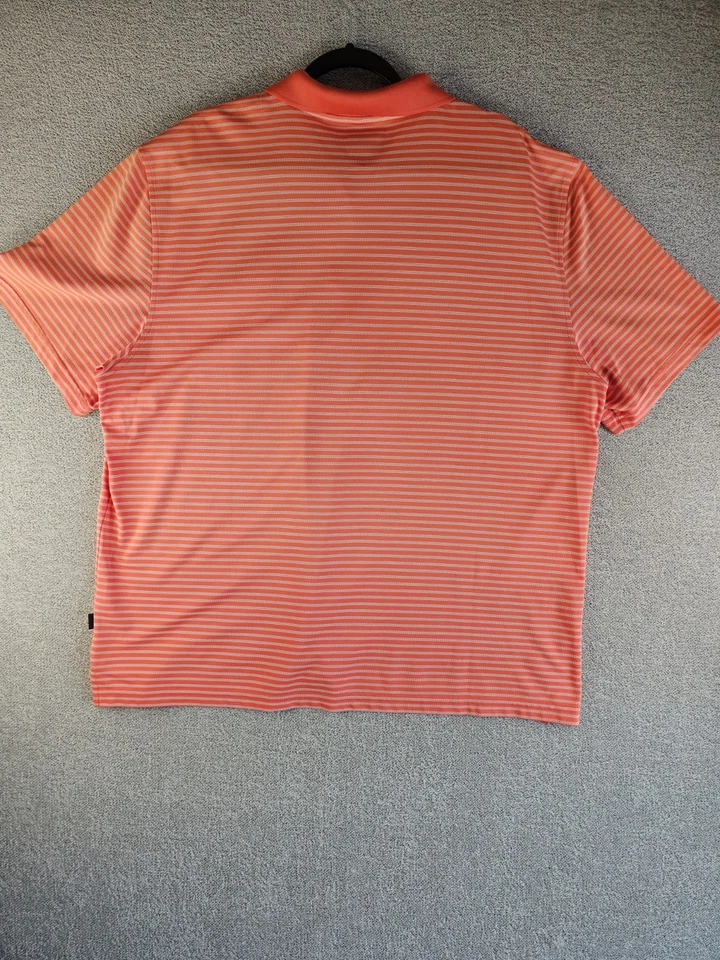 Greg Norman Tasso Elba Mens 5 Iron Performance Striped Golf Polo Shirt Coral SzL - Image 4 of 4