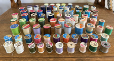 Large Lot of 79 Assorted Vintage Sewing Thread Plastic Spools w/ Thread