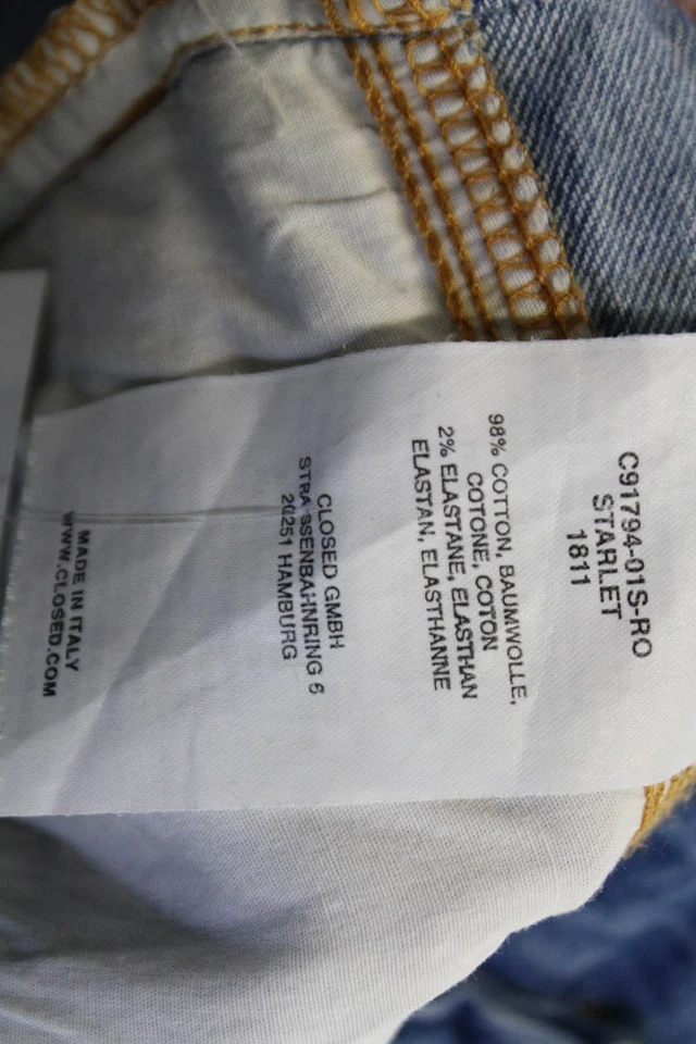 Pantalones de mezclilla rectos recortados cerrados para mujer azul botón tiro medio talla 27 Foto 4 de 4