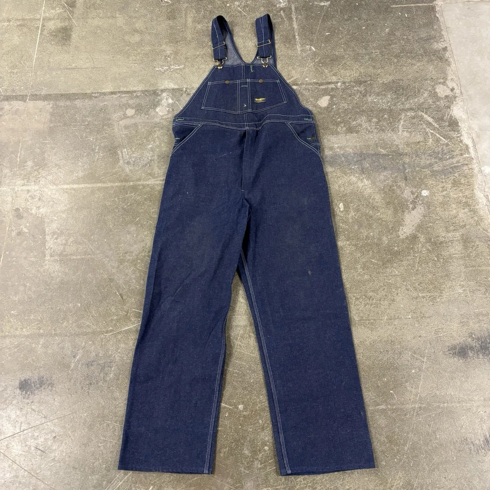 Vintage 1970s Osh Kosh Raw Denim Overalls Made In USA NWOT Mens Size 36 X 32 - Image 4 of 4
