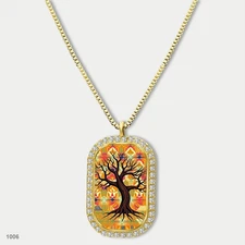 Gorgeous Tree Of Life Pendant Necklace Chain Printed Dog Tag Chain Gift Design B