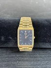 Vintage Seiko Watch Mens Gold Tone 7N01-5C39  Rectangle Gold and Black Dress