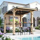 6x8FT Wooden Bar Gazebo With TV stand Outdoor Pavilion for Backyard & Patio