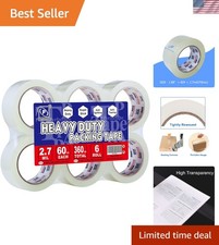 Water Resistant Clear Packing Tape 6 Rolls, 2.7 Mil, Perfect for Cardboard