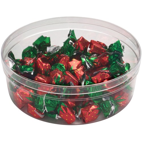 Pioneer Plastics Clear Round Container with Frosted Bottom, 6.875" W x 2.625" H - Picture 3 of 5