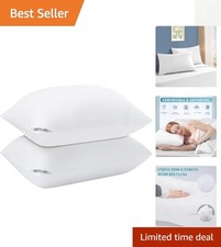 Comfort 2-Pack Bed Pillows - Lined Cooling Design with Stylish Piping