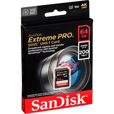 SanDisk Extreme Pro SDXC 64GB UHS-I C10 U3 V30 SD Karte