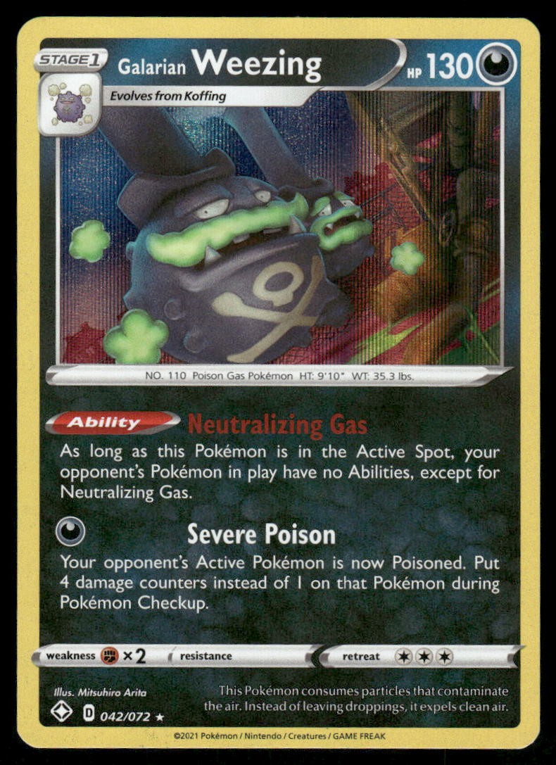 Pokemon Cards Galarian Weezing 042/072 Holo Shining Fates Holo Rare NM