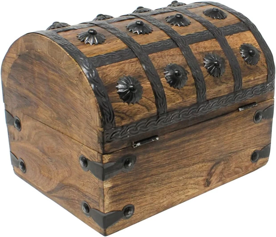 Authentic Handcrafted Pirate Treasure Keepsake Box - Large 8x6x6 Wood Chest - Image 4 of 4