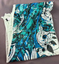 Laura Janelle Mantra Scarf Life is Tough Blue Green Peacock 31" X 74" NWT