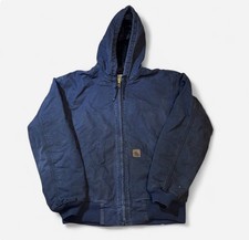 Vintage Carhartt Hooded Active Jacket Navy Blue 376-20 Medium Workwear Jac Fade