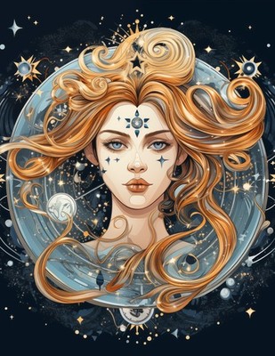 Fantasy Art Print Portrait Woman Stars Celestial Illustration