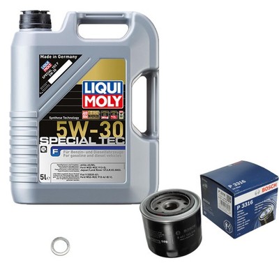 BOSCH Ölfilter 5L Liqui Moly Special Tec F 5W-30 für Hyundai Tucson 1.6 T-GDi