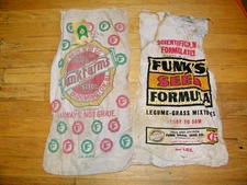 VINTAGE FUNK’S G CORN SEED SACK & LEGUME GRASS BAG FUNK BROS BLOOMINGTON IL