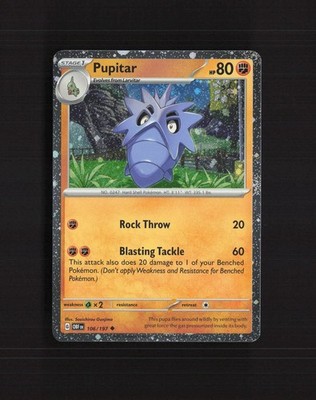 Pupitar 106/197 Obsidian Flames Cosmos Holo Rare PARTIAL SWIRL Pokemon Card NM