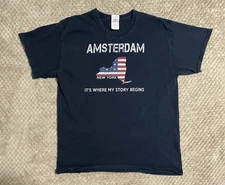 Gildan Amsterdam New York Black Cotton Tshirt Size Large 
