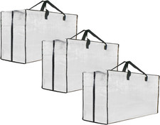 3 Pack Heavy Duty Moving Bags, Extra Large Clear Storage Bags with Zipper and Ha