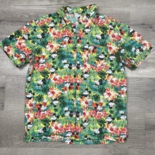 Disney Hawaiian Shirt Men  s Medium Multicolored Mickey Mouse Floral Luau Aloha