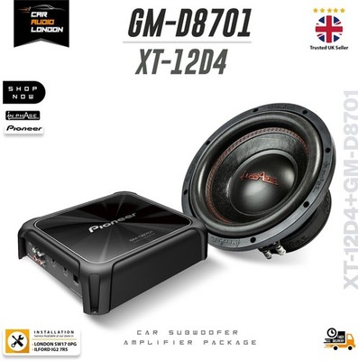 Pioneer GM-D8701 1600W Mono Verstärker Bass Fernbedienung + In Phase XT-12D4 12'' Subwoofer