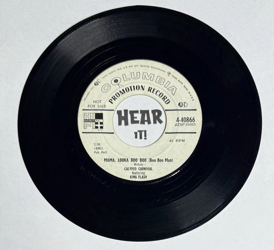 50s NY Halloween Calypso 45 KING FLASH CARNIVAL Zombie Jamboree COLUMBIA promo - Imagem 3 de 3