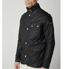 PEREGRINE Bexley Waxed Water Resistant Cotton Jacket Black Large L NWT New
